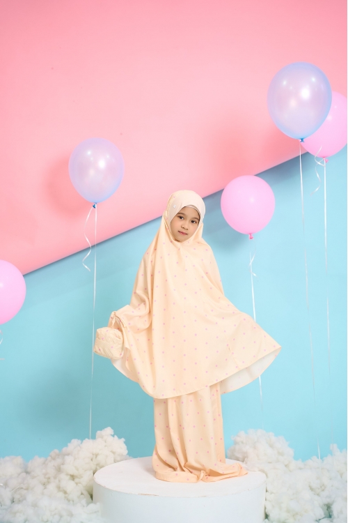 Telekung Travel Polkadot Dotter Mellow Yellow  